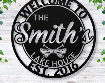 Personalized Metal Lake House Sign / Lake House Sign / Lake House Decor / Summer Decor / Sign For Lake House / Wall Art / Metal Decor / Gift