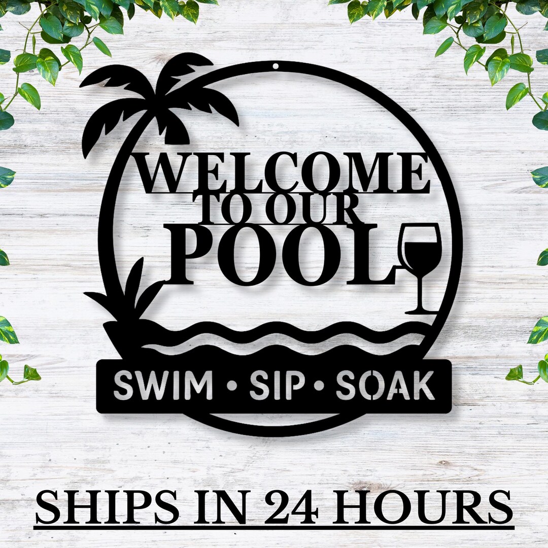 Personalized Family Name Pool Sign / Custom Metal Poolside Decor ...