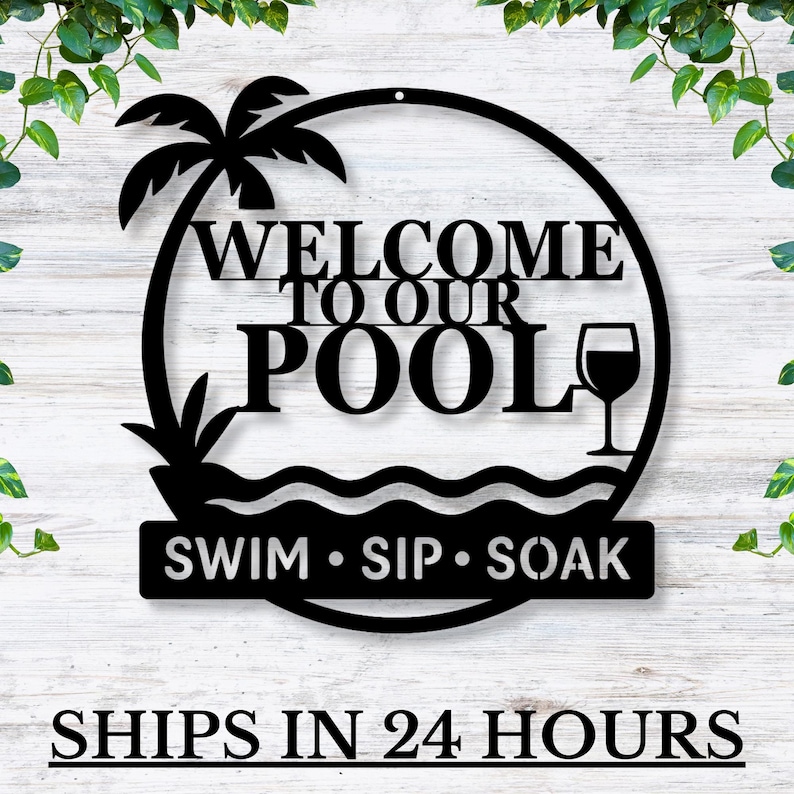 Personalized Family Name Pool Sign / Custom Metal Poolside Decor ...