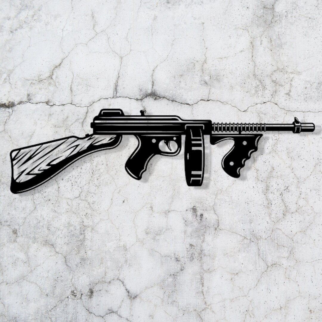 Tommy Gun Sign, Gun Sign, Metal Gun Sign, Metal Signs, Signs, Home