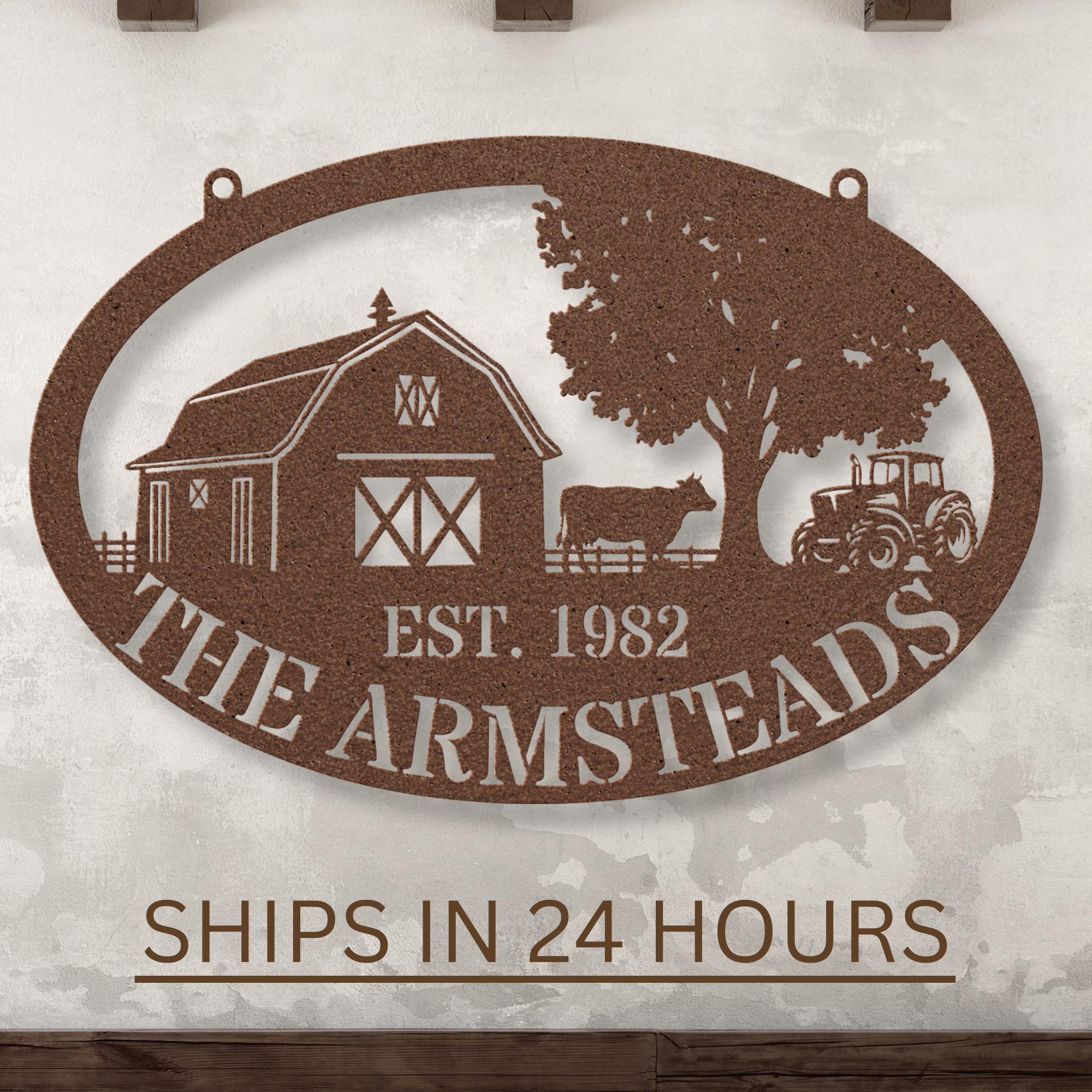 Personalized Metal Farm Sign | Custom Farmhouse Decor | Farm Name Sign ...