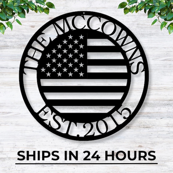 Metal American Flag Sign / American Flag Sign / Custom American Flag / Family Name Sign /  American Flag Decor / Custom Flag Sign / USA Flag