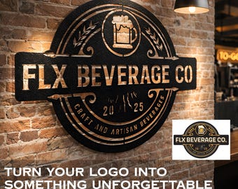 Custom Metal Sign with Logo, Personalized Outdoor Sign, Custom Bar Sign, Circle Any Shape Sign, Waterproof Store Sign, Large Commercial Sign
