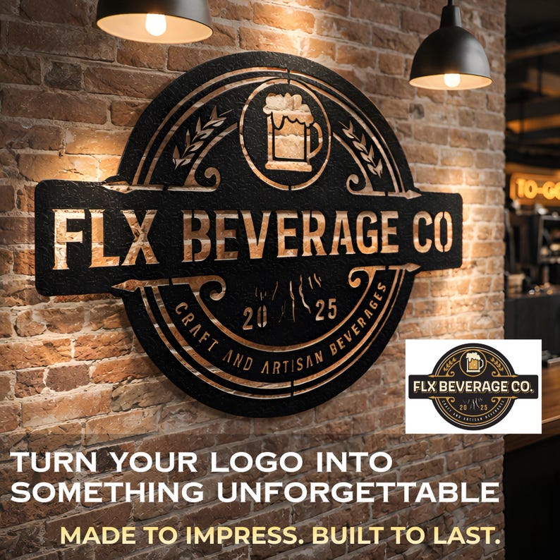 Custom Metal Sign with Logo, Personalized Outdoor Sign, Custom Bar Sign, Circle Any Shape Sign, Waterproof Store Sign, Large Commercial Sign image 1