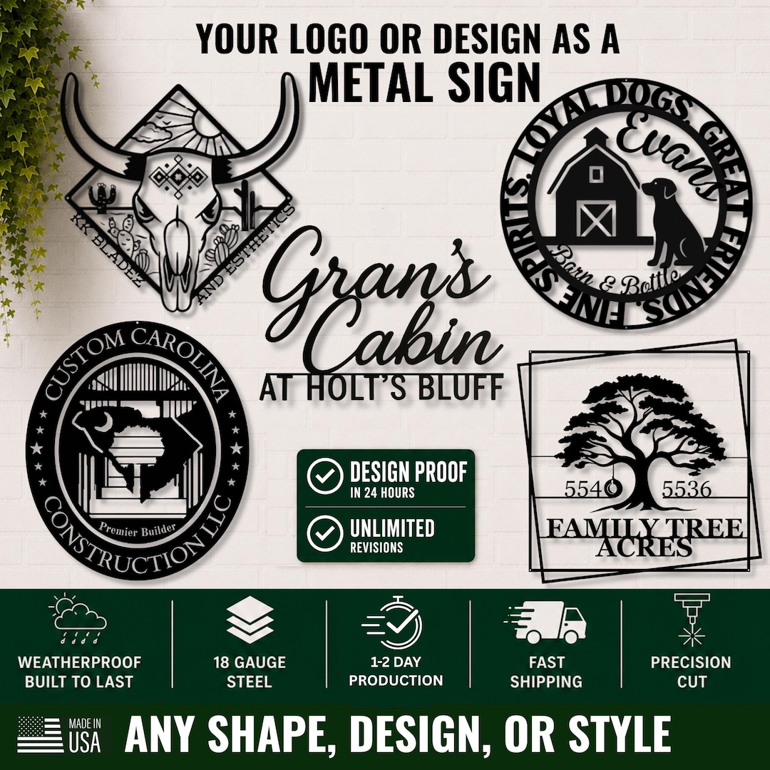 Custom Metal Sign – Your Logo, Design, Ideas, or Personalized Text Crafted in Metal