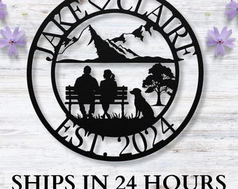 Personalized Metal Anniversary Sign / Custom Couple’s Name Sign / Name & Marriage Date Wall Art / Anniversary Gift / Wedding Date Sign / Dog