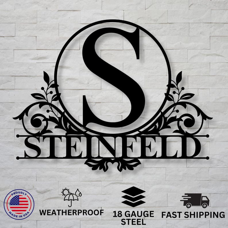 Personalized Metal Family Last Name Sign - Custom Monogram Wall Art ...
