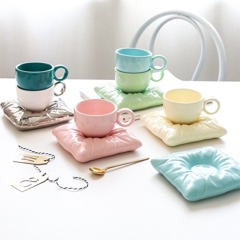 Irregular Coffee Mugs Sets Aesthetic Cloud Mugs for Tea Coffee