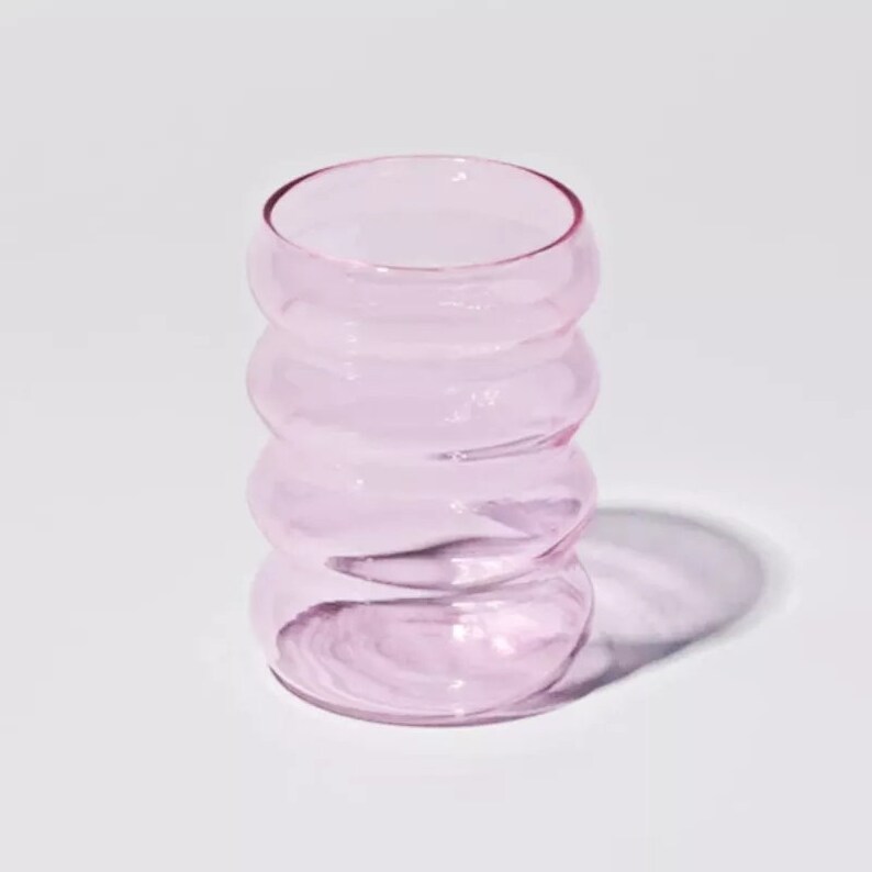 Funky Ripple Glass Cup Colorful Drinking Cup Tumbler Etsy
