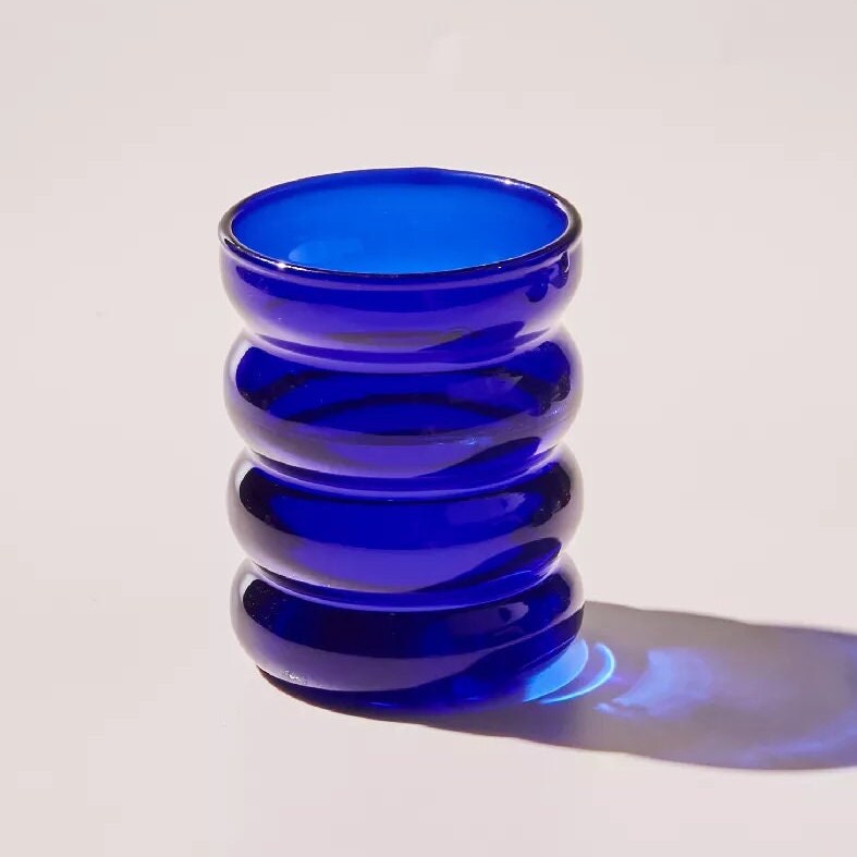 Funky Ripple Glass Cup Colorful Drinking Cup Tumbler Etsy