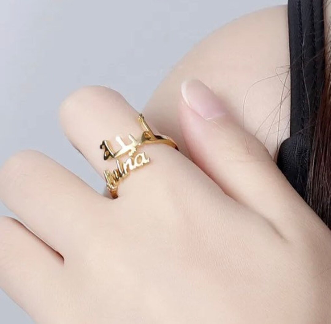 Double Arabic Name Ring Custom Double Name Ring - Etsy