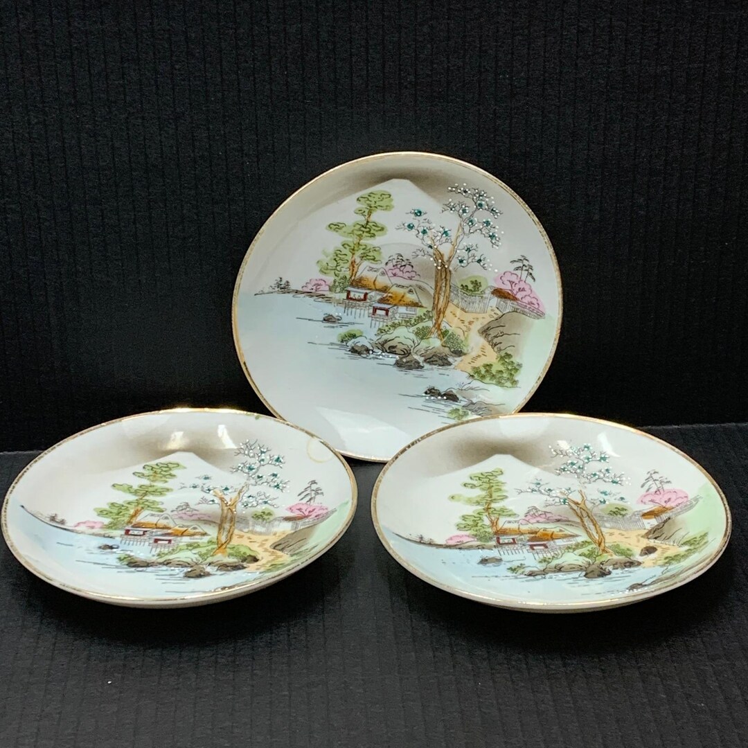 ヴィンテージ 日本製 装飾皿 富士山 アジア風景 3枚セット - Etsy 日本