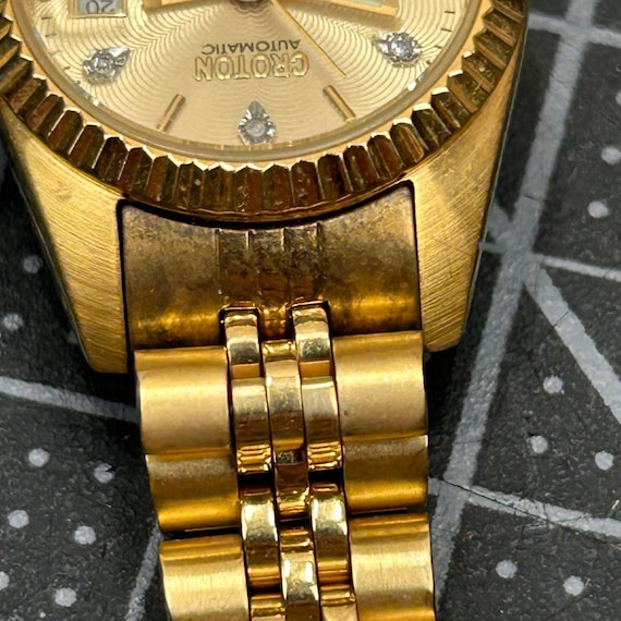 Buy Croton Automatic Gold Tone Watch Fluted Bezel Crystal  display picture 2