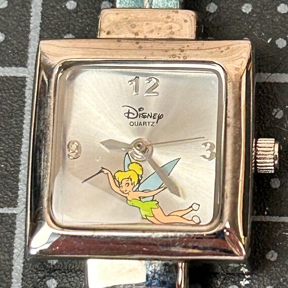 Disney Time Works Dumbo Quartz Watch Green Leather Strap 85/8437 Works Cute Disney Time Works Tinkerbell Watch Square Silver Dial Teal  main image 4