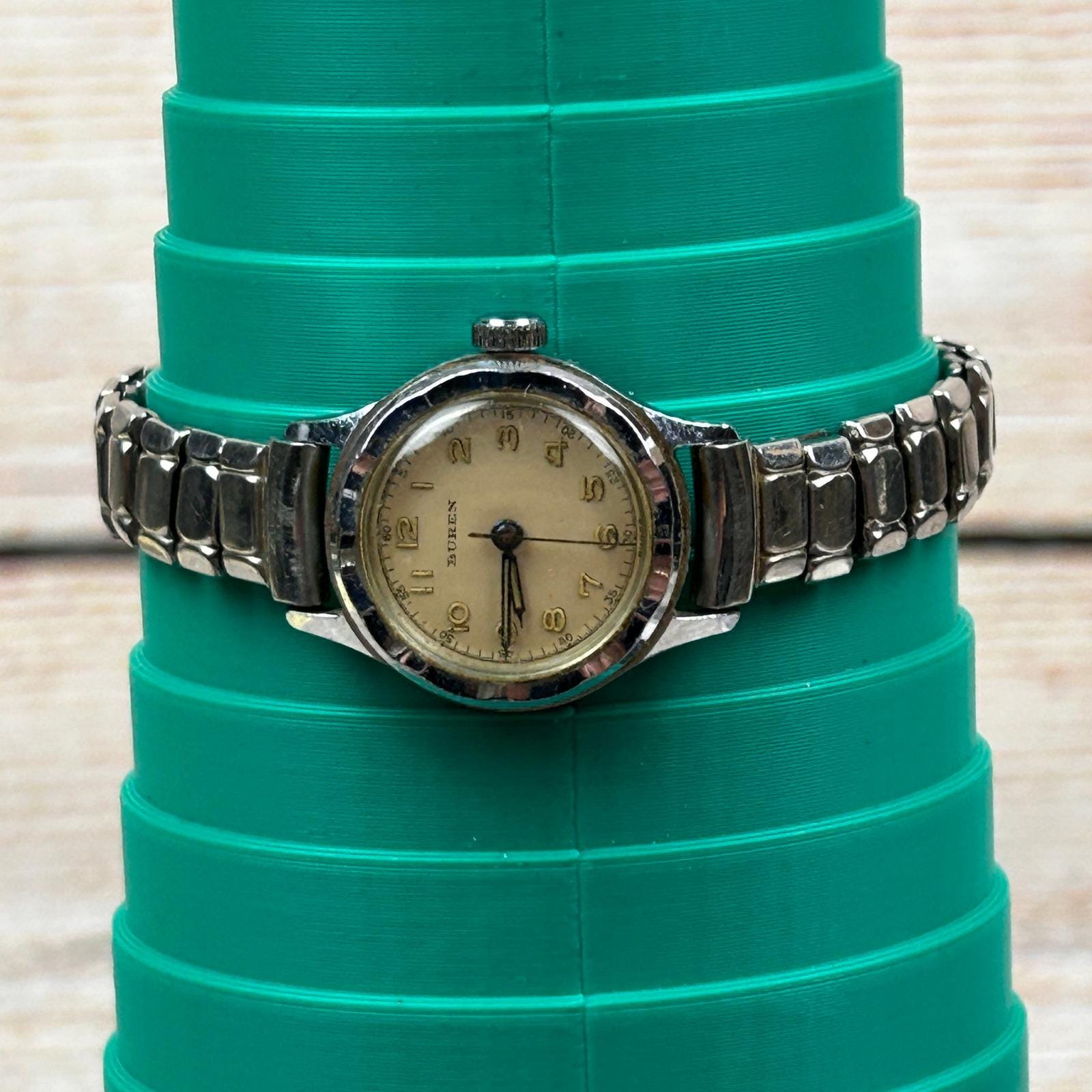 Vintage Buren Watch Silver Tone Cream Dial Arabic Numerals  display picture 3