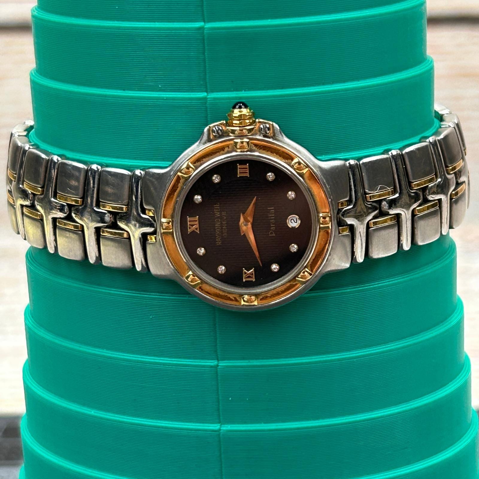 Raymond Weil Parsifal 9990 Two Tone Black Diamond Dial Swiss 