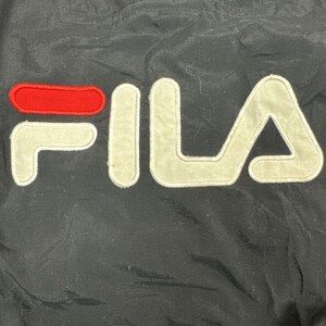 FILA Anorak Pullover Jacket Windbreaker Black & Red [Mens Medium] Vintage image 8