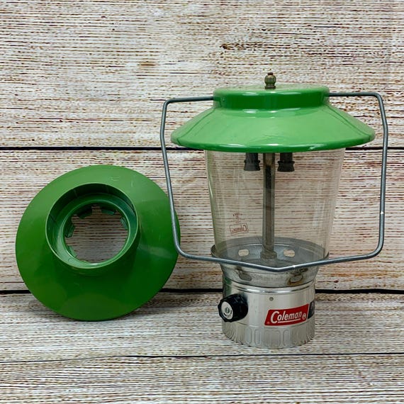 Vintage Coleman Propane Lantern Camping Lantern Green Top Pyrex