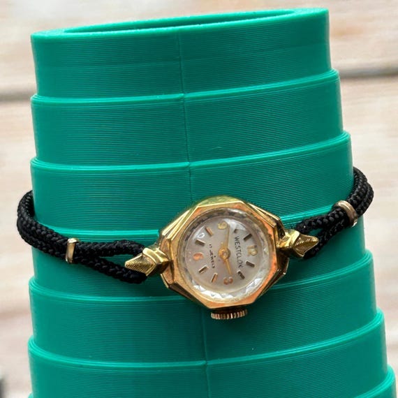 Vintage‎ Westclox 17 Jewels Manual Wind Octagon Cocktail Watch Black Cord Tested Vintage Westclox 17 Jewels Manual Wind Octagon Cocktail  main image 3