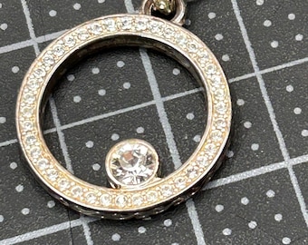 Brighton Silver Tone Crystal Halo Floating Solitaire Pendant Snake Chain Necklac