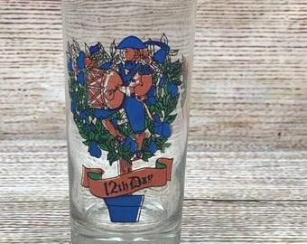 Vaso vintage de 12 onzas con temática navideña de los 12 días de los Drummers, Collins Glass