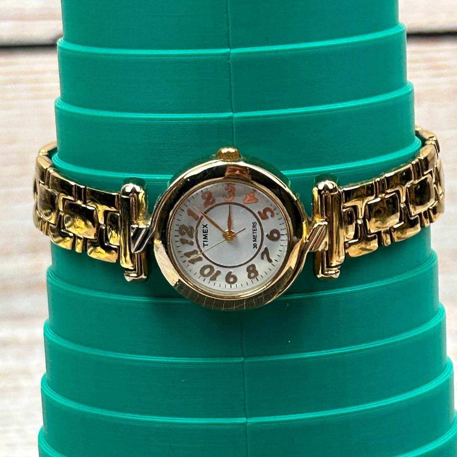 Timex Womens Gold Tone Dress Watch White Dial Arabic  display picture 3