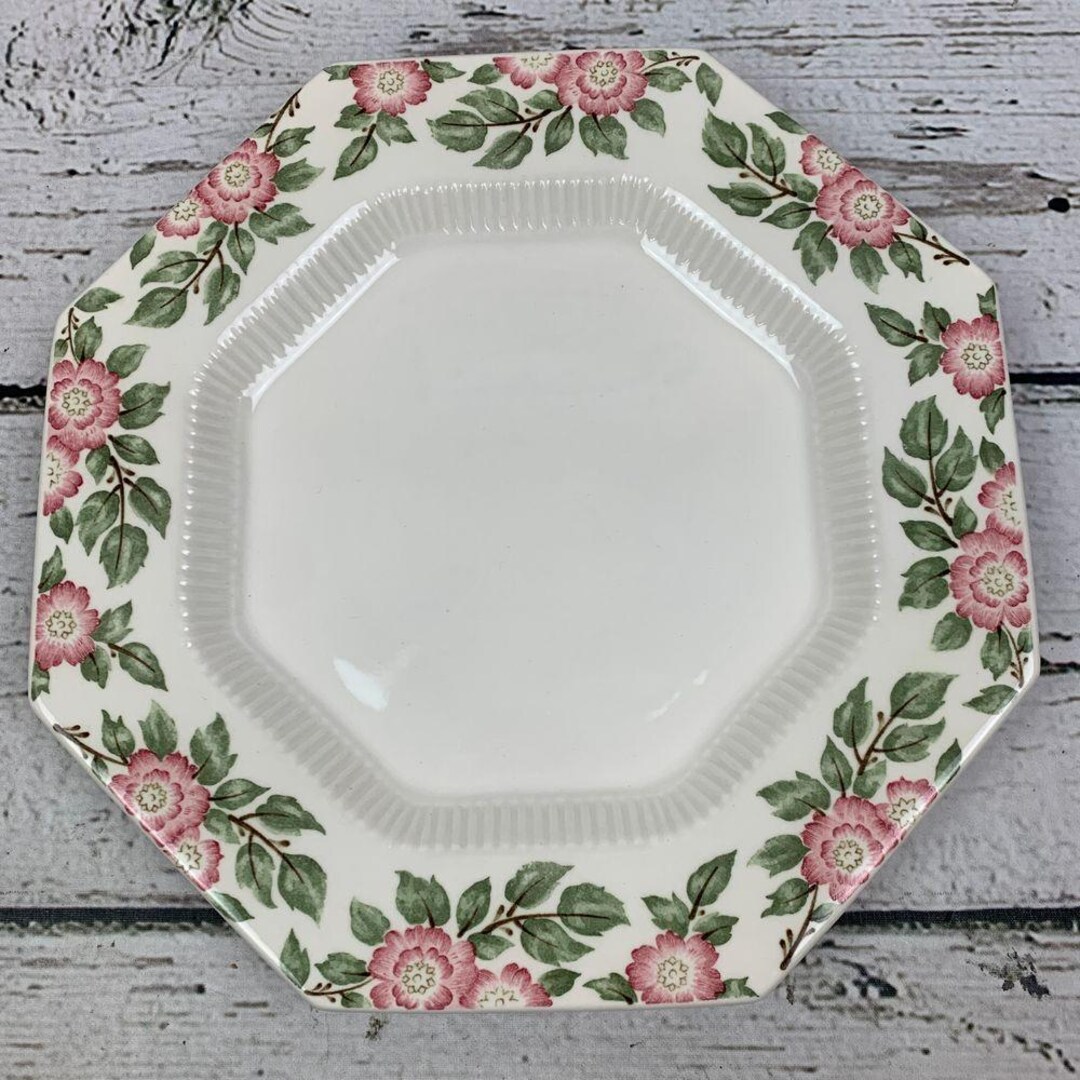 NIKKO DELAWARE & ROSE プレート 8枚セット Nikko Classic Collection Octagonal Floral Dinner Plate Pink Rose