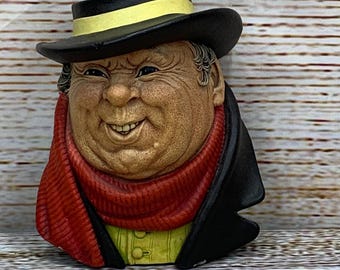 Vintage Bosson England Chalkware Wall Art Hanging Jolly Man with Hat Scarf Face