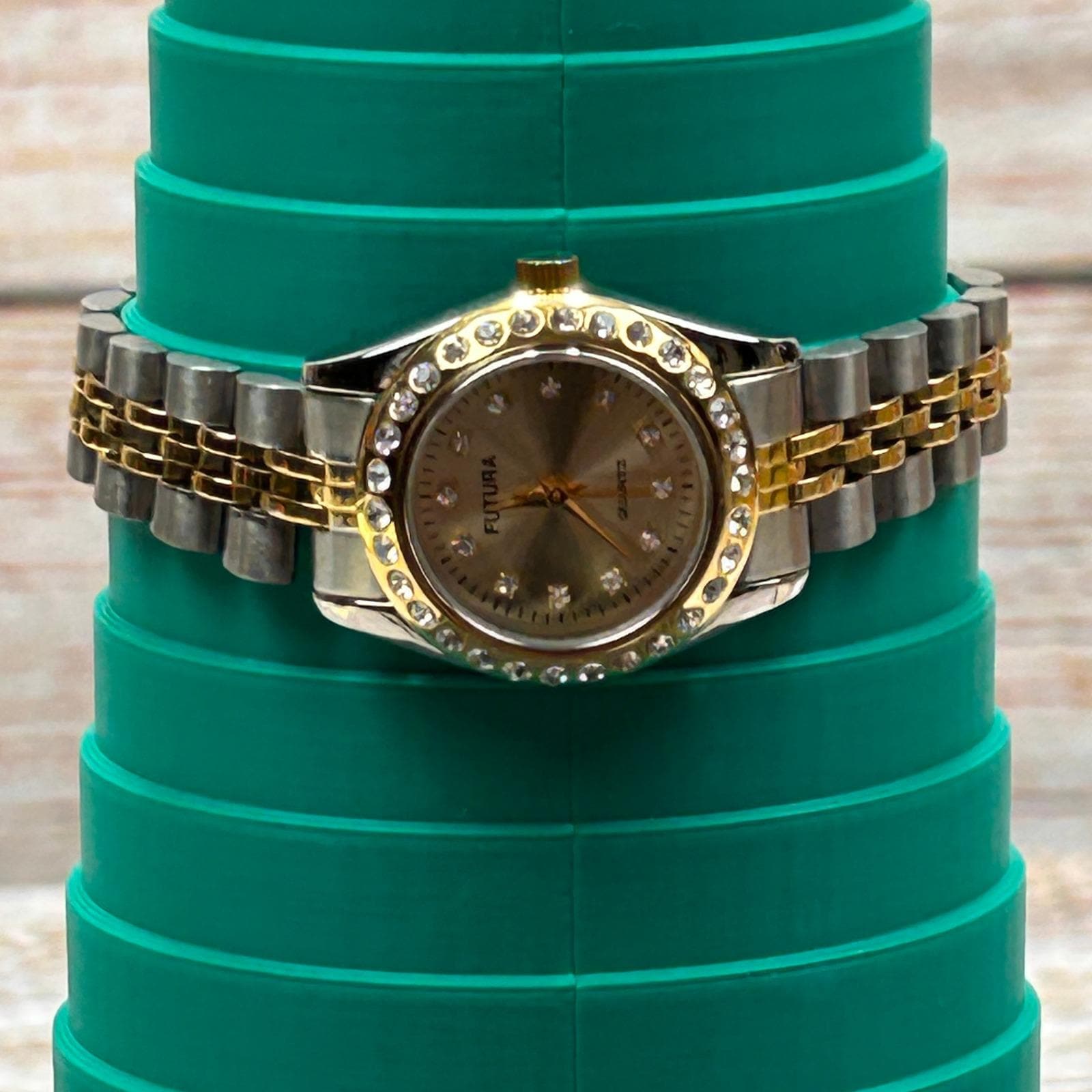 Futura Womens Two Tone Interchangeable Bezel Watch Set 