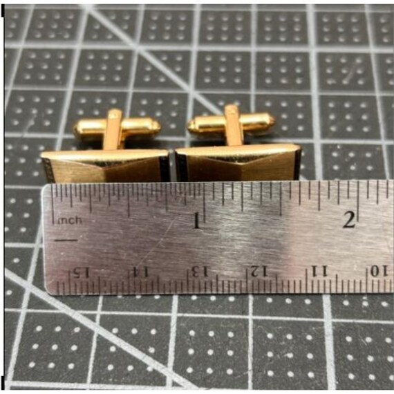 Vintage Hickok USA Mens Gold Tone Brushed Geometric Cufflinks and Tie Tac Set View 4