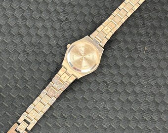 Valletta Womens Two Tone Rhinestone Watch Rose Gold Silver FMDC
