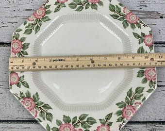 Nikko Classic Collection Octagonal Floral Dinner Plate Pink Rose