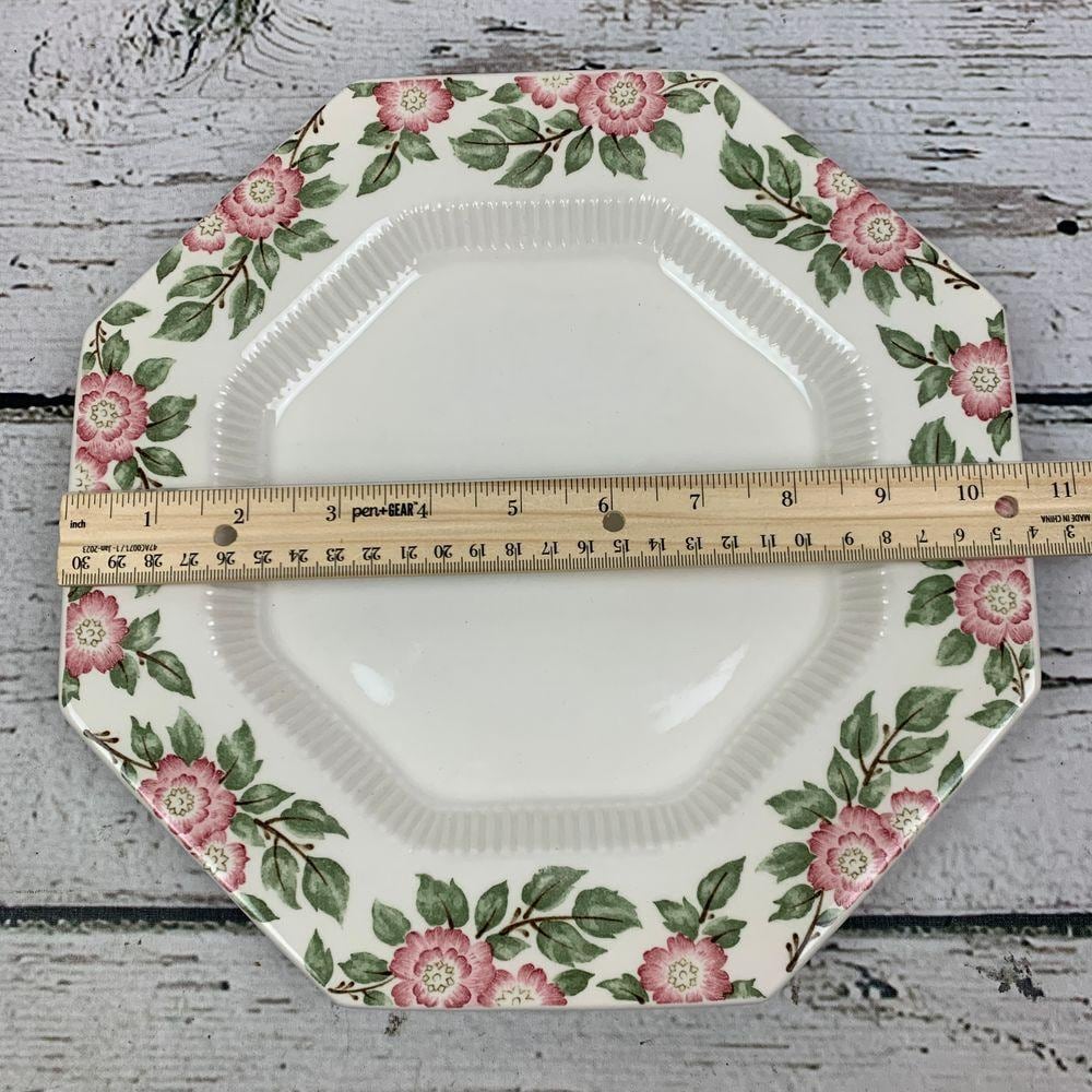 Nikko Classic Collection Octagonal Floral Dinner Plate Pink Rose