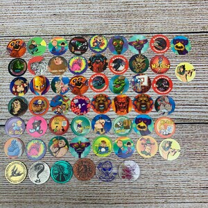 Vintage 90s Pogs Milk Caps Slammer Whammer Lot of 50+ Assorted Characters