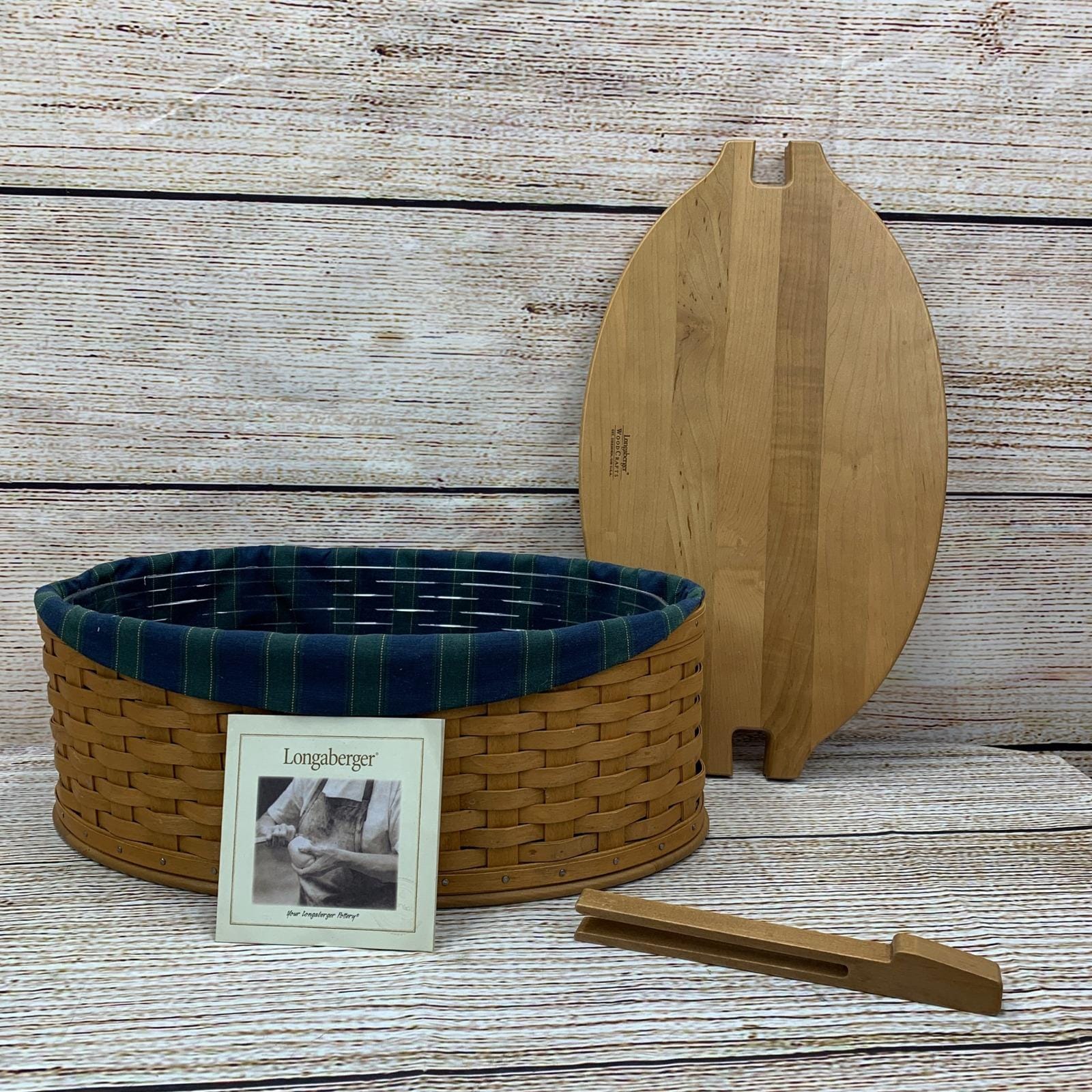 Longaberger Basket ライナー＆栞付・アンティーク シャビー Farmhouse Longaberger Handle Picnic Lid and Lined With Floral