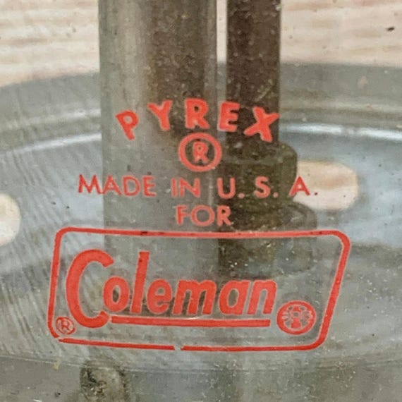 Vintage Coleman Propane Lantern Camping Lantern Green Top Pyrex