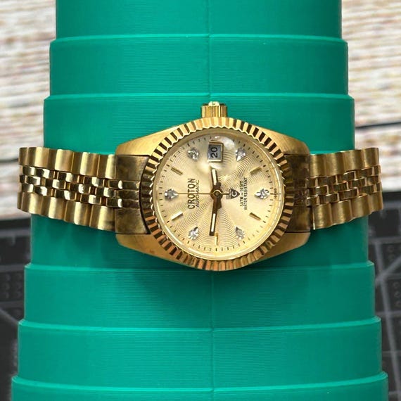 Buy Croton Automatic Gold Tone Watch Fluted Bezel Crystal  display picture 3
