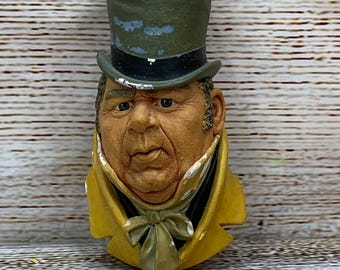 1964 Bossons England Mr Micawber Chalkware Head Wall Hanging Charles Dickens