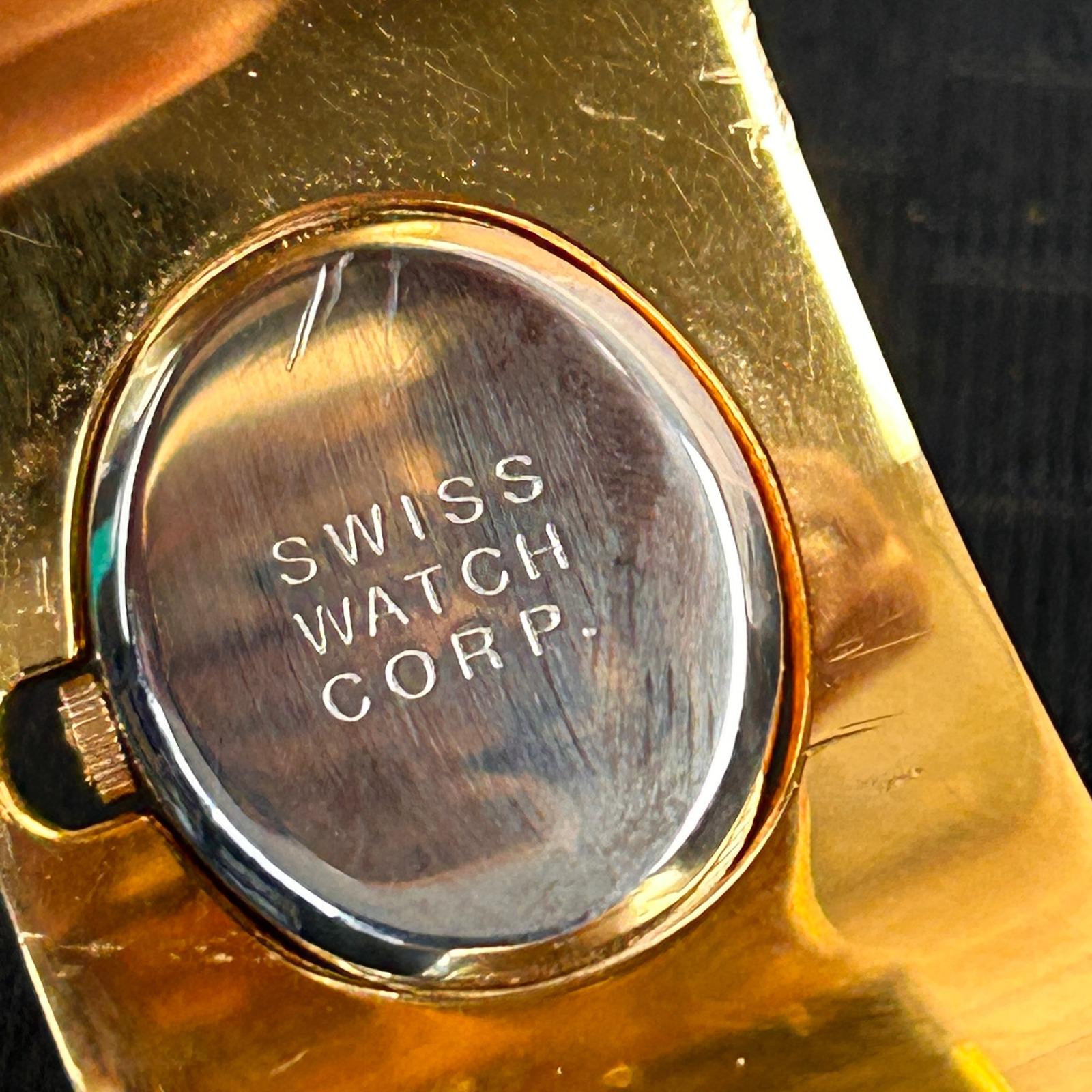 Alfex of Switzerland Vintage 18KT Gold Electroplated Cuff Watch‎ Cuban Link P/R Alfex of Switzerland Vintage 18KT Gold Electroplated Cuff  main image 2