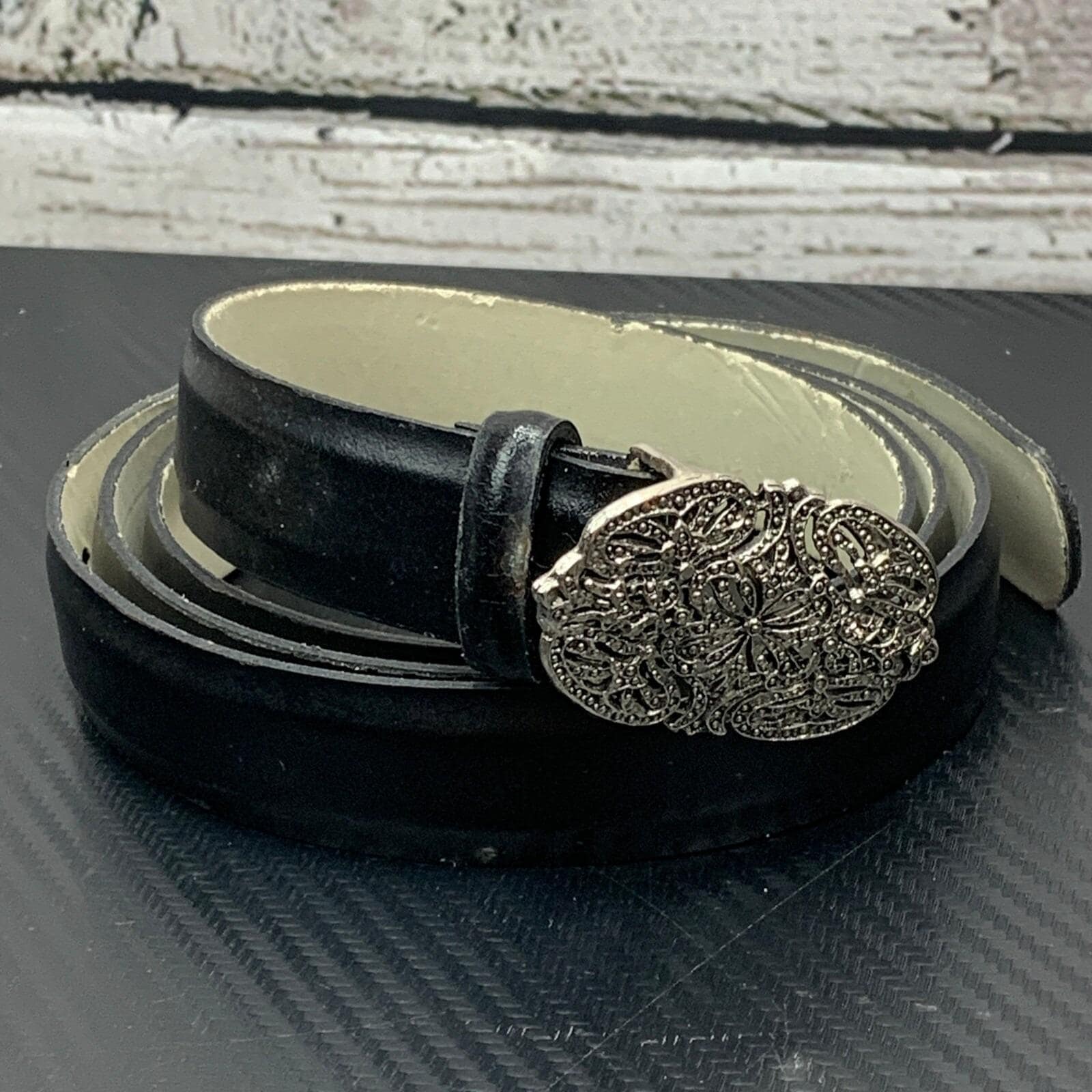 Accessories by Pearl Belt Womens Black Leather Made in USA [49