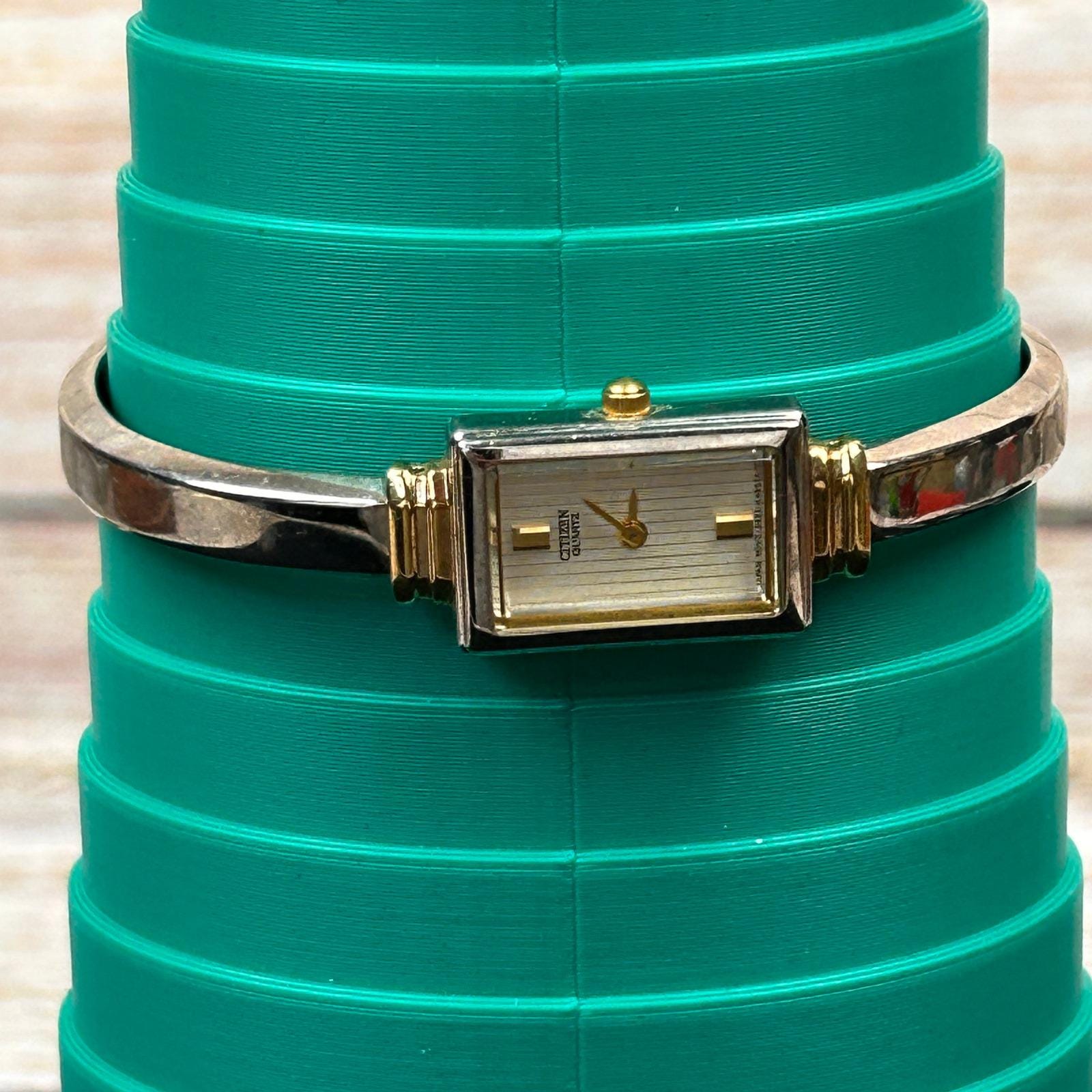 Citizen Quartz Two Tone Rectangle Bangle Watch 5421-K15044 