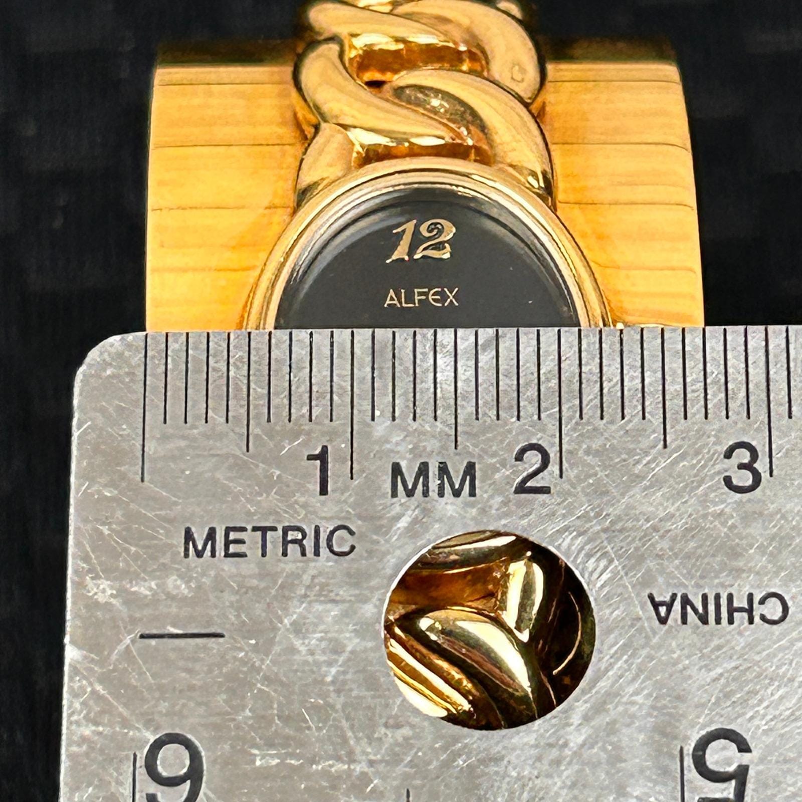 Alfex of Switzerland Vintage 18KT Gold Electroplated Cuff Watch‎ Cuban Link P/R Alfex of Switzerland Vintage 18KT Gold Electroplated Cuff  main image 3