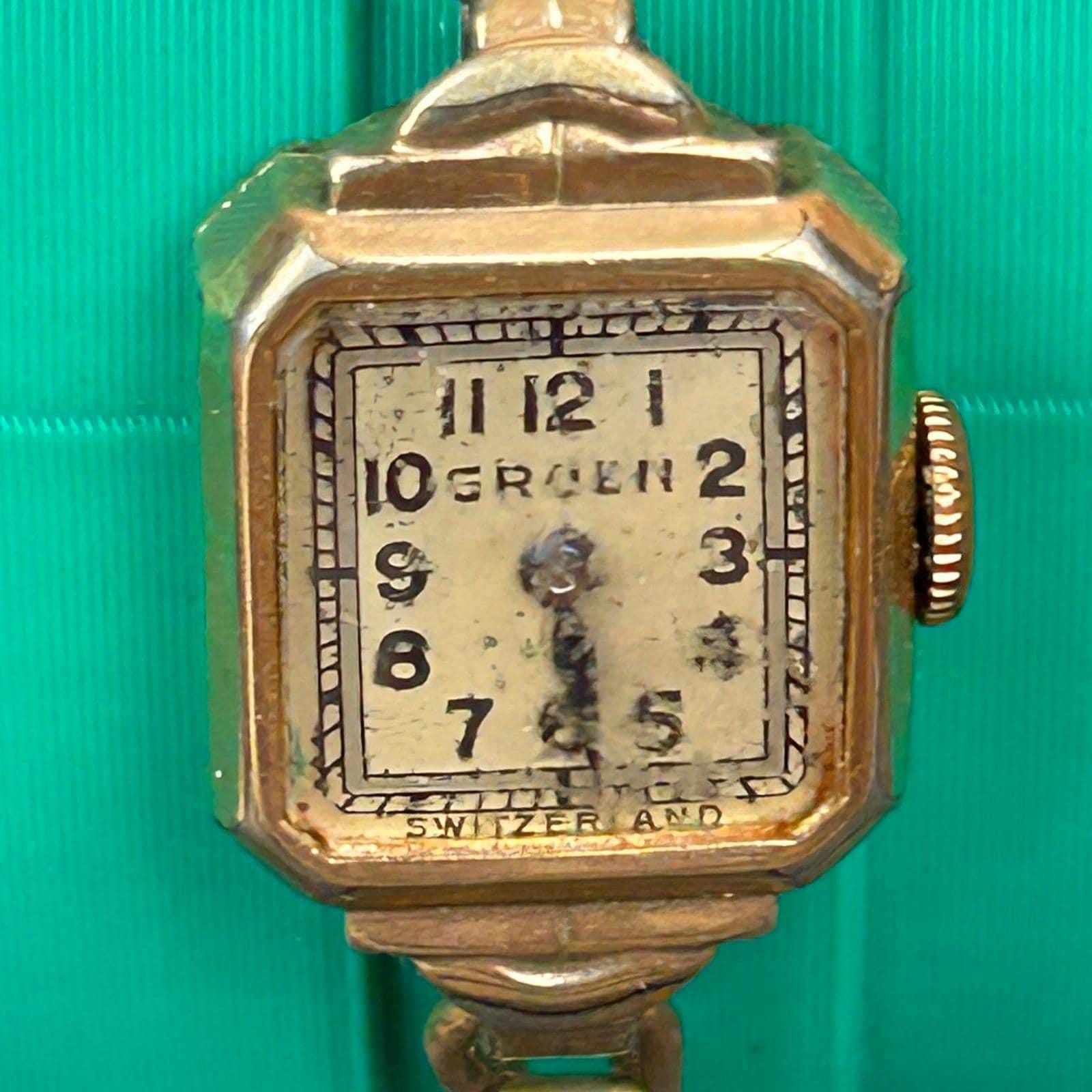 Vintage Gruen 10K Gold Filled‎ Ladies Watch Art Deco Square Face Swiss Made P/R Gruen Square Wristwatches for sale | eBay main image 3