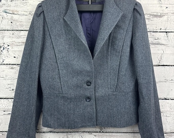 Jacques New York Paris Wool Gray Lined 2-Button Blazer [Size 10] Made in USA
