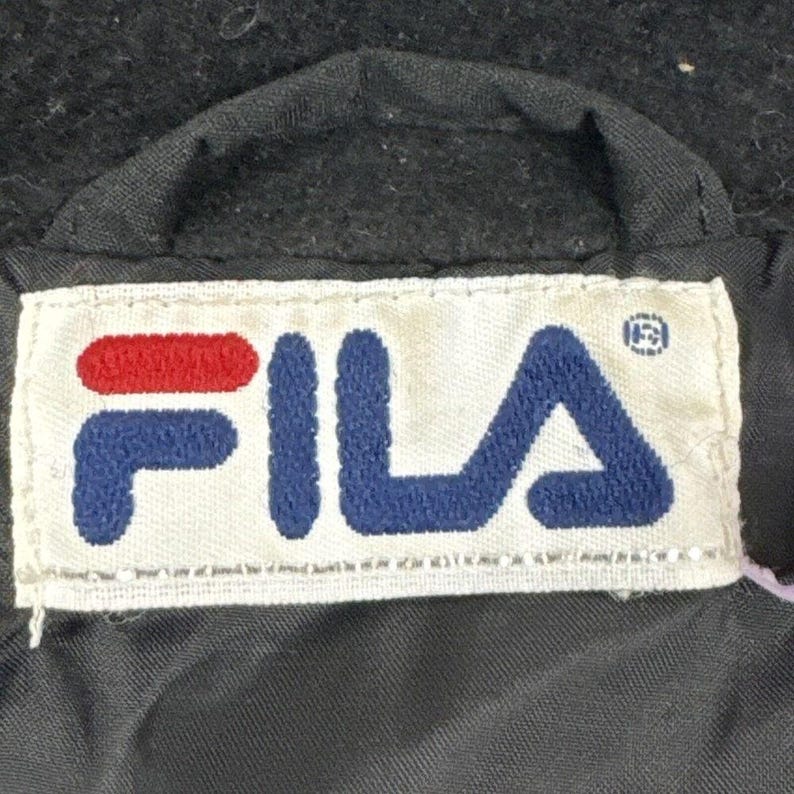 FILA Anorak Pullover Jacket Windbreaker Black & Red [Mens Medium] Vintage image 2