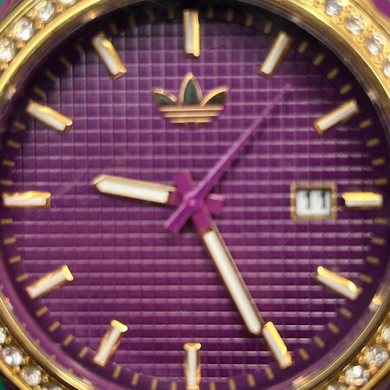 Adidas‎ Originals ADH2070 Purple Gold Crystal Bezel Silicone Watch Mens Womens Facet Bee Purple Gold Ladies main image 4