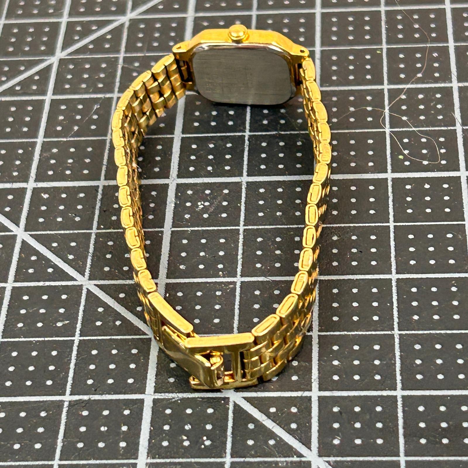 Seiko Quartz Ladies Watch Gold Tone Octagonal Black Dial  display picture 1