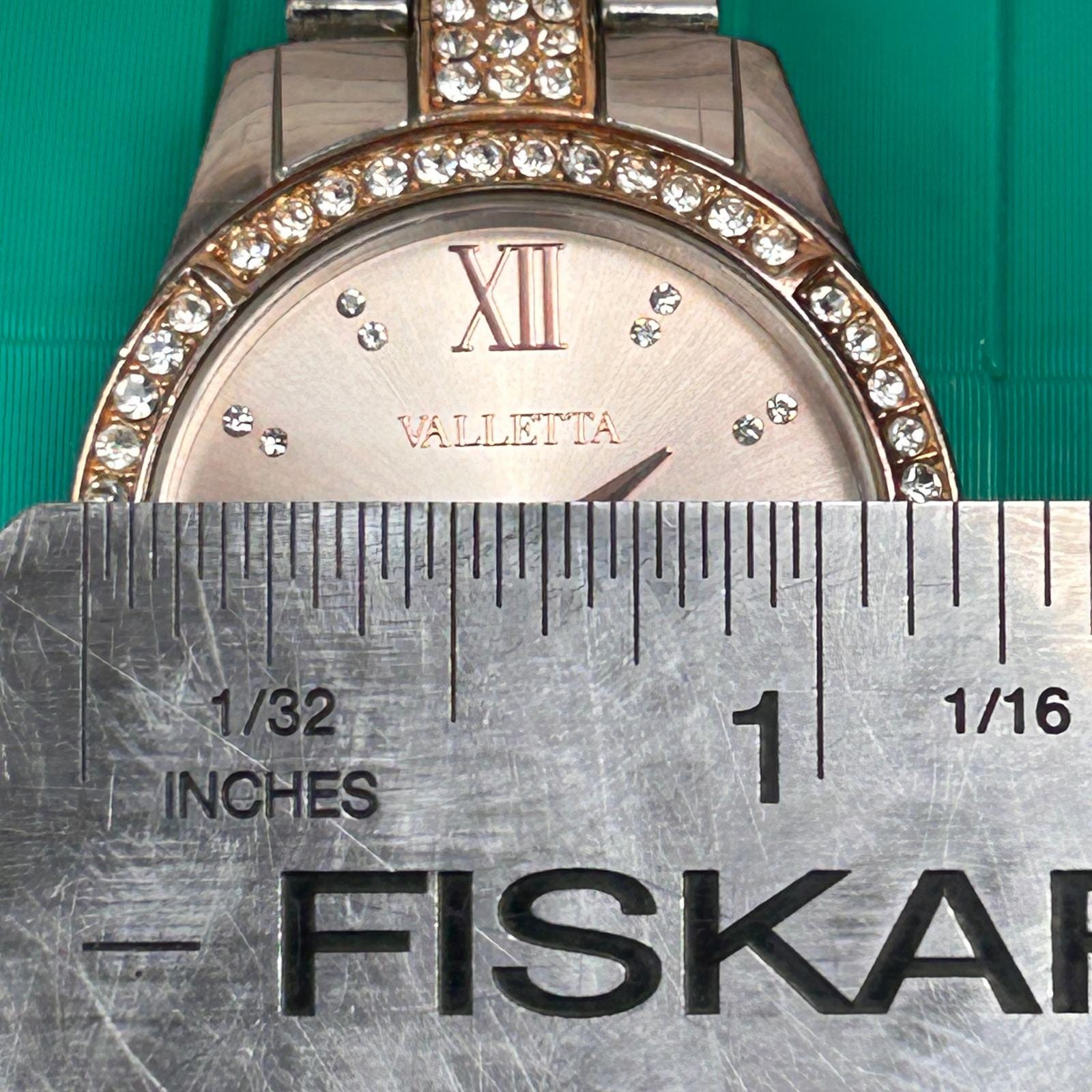 Valletta Womens Two Tone Rhinestone Watch Rose Gold Silver FMDC