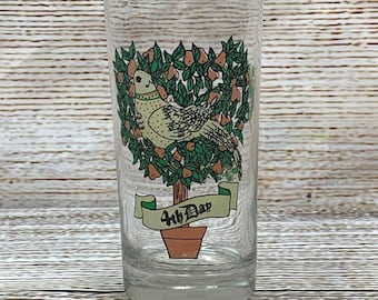 Vaso vintage de 12 oz con temática navideña de Colly Birds, 4.º día, Collins Glass