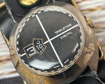 Vintage Tarleton Digital Swiss-made Jump Hour Watch Black Woven